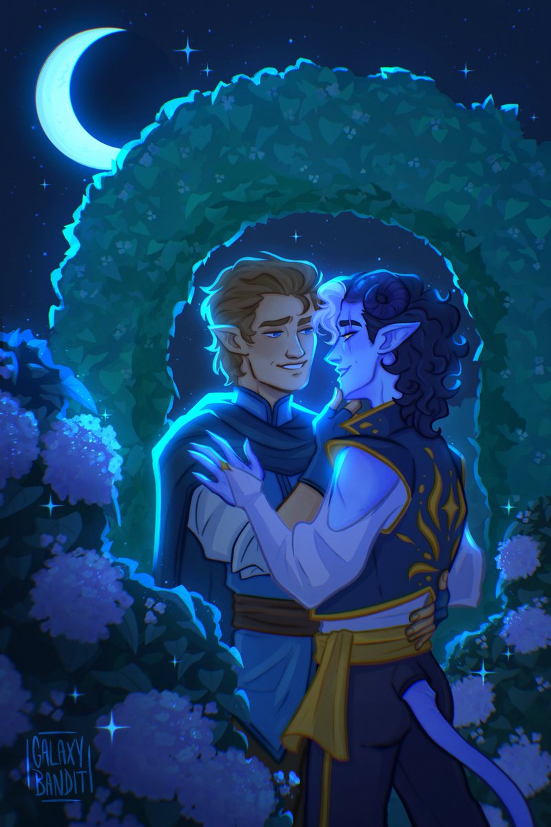 💙✨A moonlight tryst Absolutely adore drawing our silly lil dnd ocs in love!!!😤💕 Wren belongs to @mababwion Ezramos @thegalaxybandit #goldenravencrew #DnDcharacter #dndocs