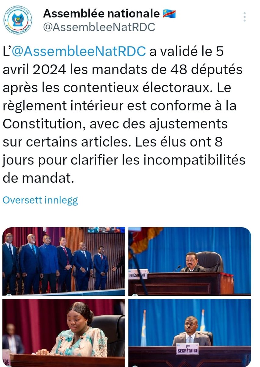 sud_kivu's tweet photo. Hon @ClaudeNyamugabo
:Proclammé élu Député National à kabare par la @Cour_constRdc, son mandat a été validé ce 05.04.2024 par @AssembleeNatRDC.
Excellent mandat au Mwana w'Eka.
Force aux #FPAU et à @RDC_UNIONSACREE derrière le Prés @fatshi13.
@AugustinKabuyaT @DeniseNyakeru
👇 https://t.co/jzH8DH55H0