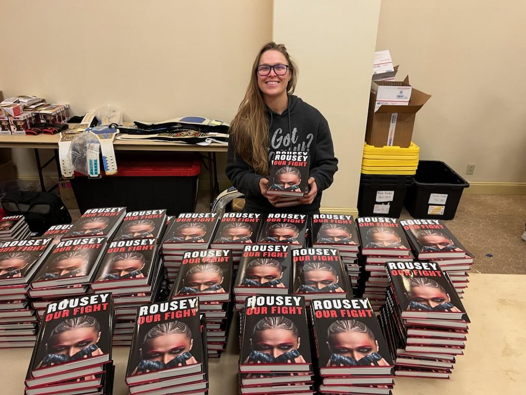 Before and After! Ronda has signed all the books and is eager to meet all her fans. Signed copies of her new book will be in the store tomorrow.