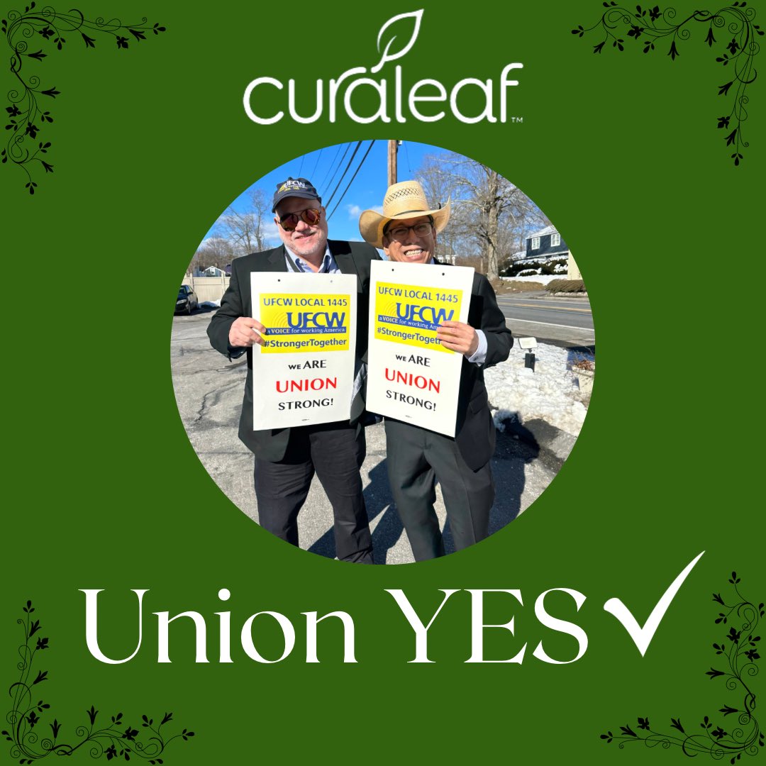 Congratulations to the newest members of UFCW Local 1445, Curaleaf Oxford workers, for winning their Union election today! Curaleaf workers overwhelmingly vote UNION YES! UFCW IS the Cannabis Union!

#ufcwlocal1445strong