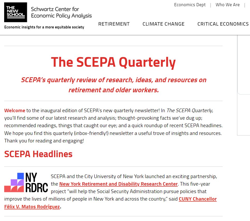 Check out the inaugural edition of SCEPA’s new quarterly newsletter! The SCEPA Quarterly is packed with research and analysis, thought-provoking facts, recommended readings, and recent SCEPA headlines. A quick illuminating read! @TheNewSchool economicpolicyresearch.org/insights-blog/…