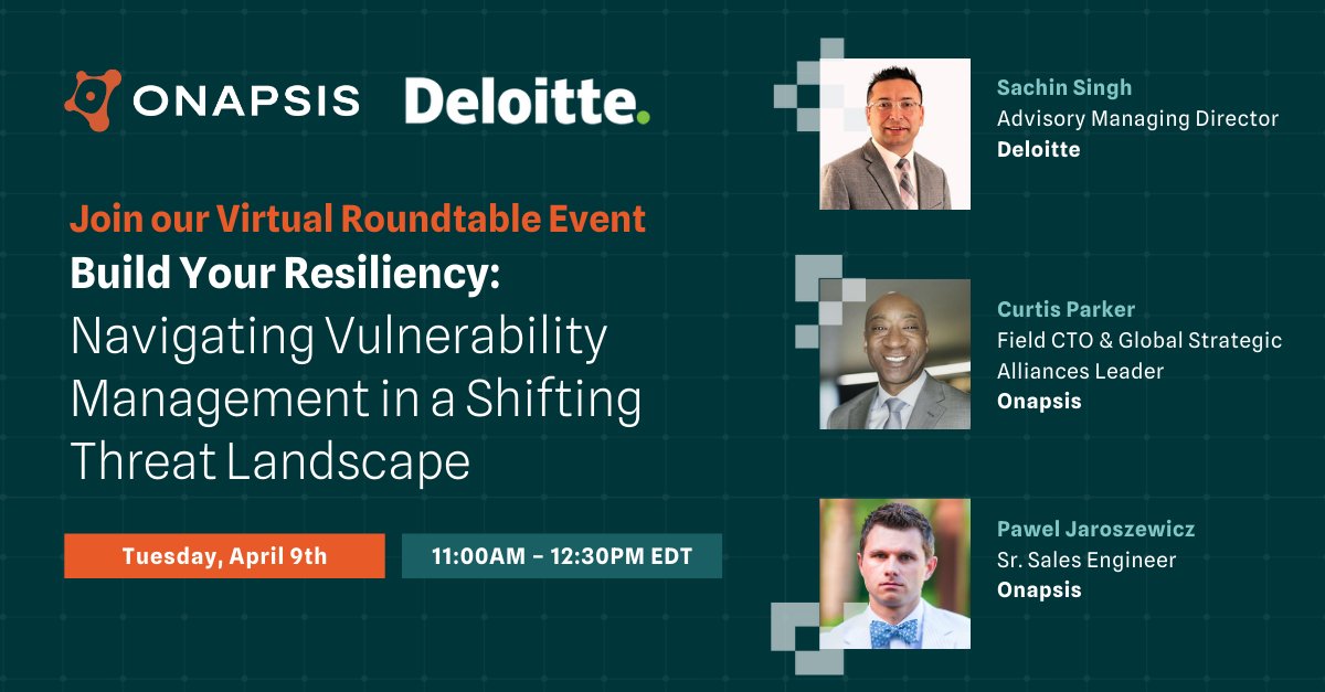 onapsis's tweet image. Next Week: Deloitte &amp;amp; Onapsis come together to discuss a critical concern affecting all industries--vulnerability management for ERP applications.

Register to hear from industry experts: bit.ly/3IIdKve

#SAPsecurity #ERPsecurity #VulnerabilityManagement