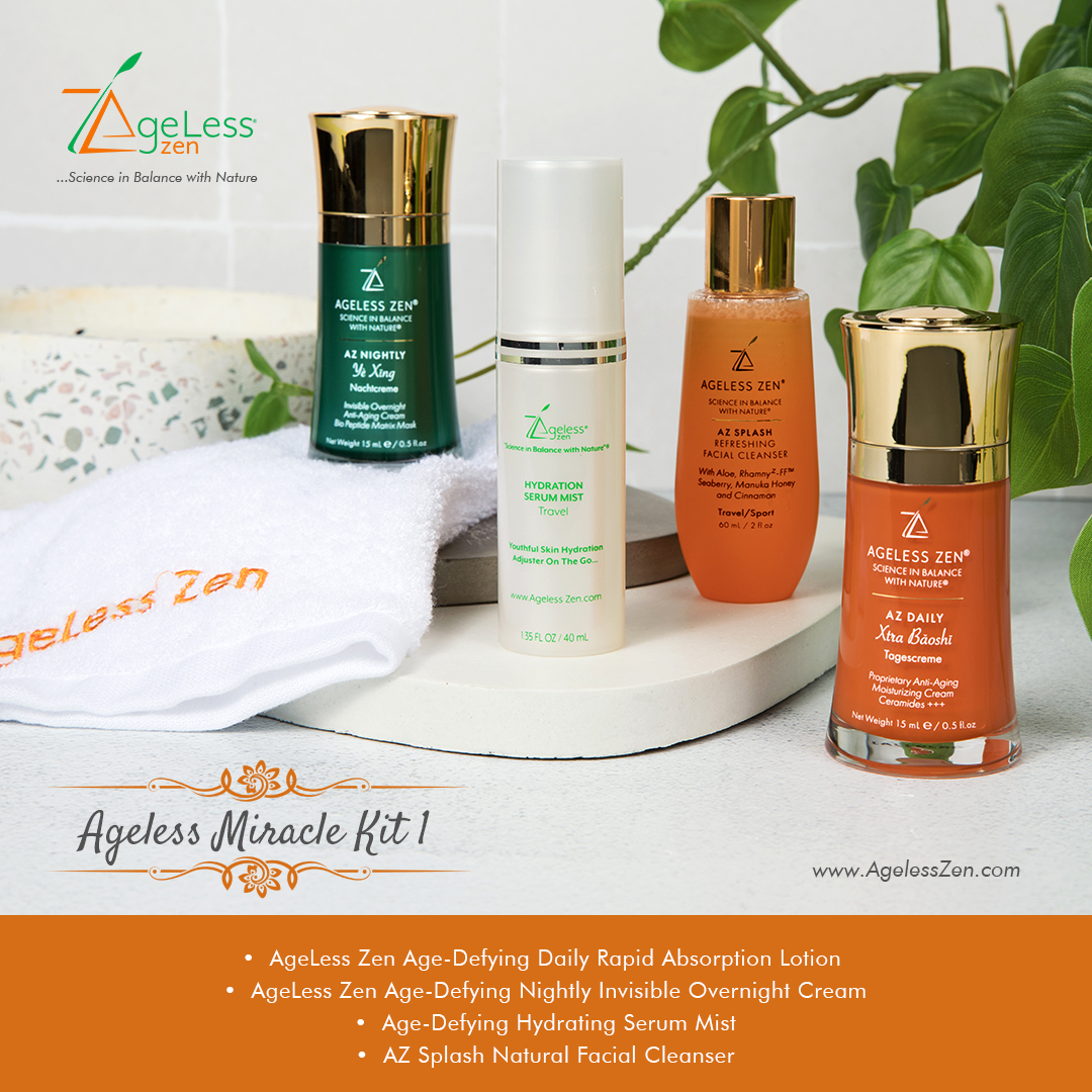 Discover timeless beauty with Ageless Miracle Kit 1!

✨ Hydrate and radiate with AZ Hydrating Serum Mist for all your adventures. 🏔️ Combat aging with Nightly Invisible Overnight Cream for smoother, firmer skin by morning. 🌙