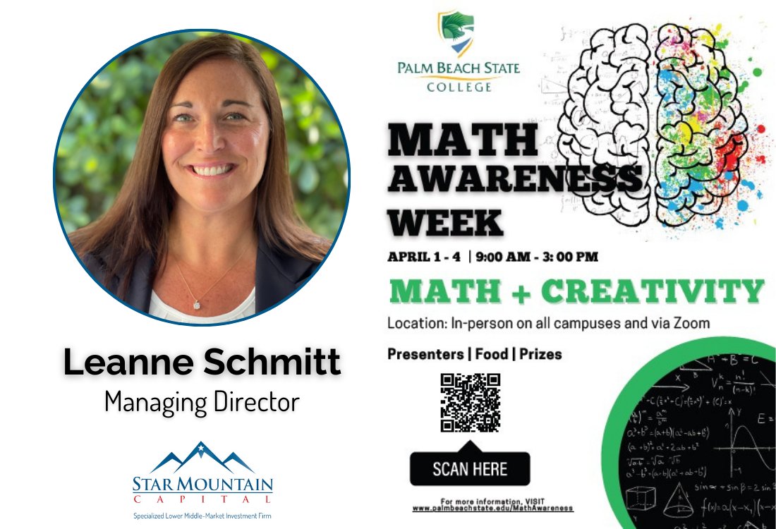 Leanne Schmitt, Managing Director at #SMC & Career Mentor to students at @PBStateCollege, shared insights on how math learned in college is applied creatively in the professional world at the Math Awareness Week on 6/4. Learn here: bit.ly/SMC-PBSC-Apr4 #SMC #LMM #FundManagers