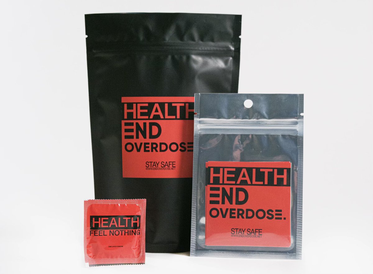 friendly reminder that you can get a mini @_HEALTH_ pack with test strips, stickers, and HEALTH condoms after taking our training at endoverdose.net. and if you catch HEALTH live, you can grab a full pack that includes lifesaving naloxone. we do it for your health.