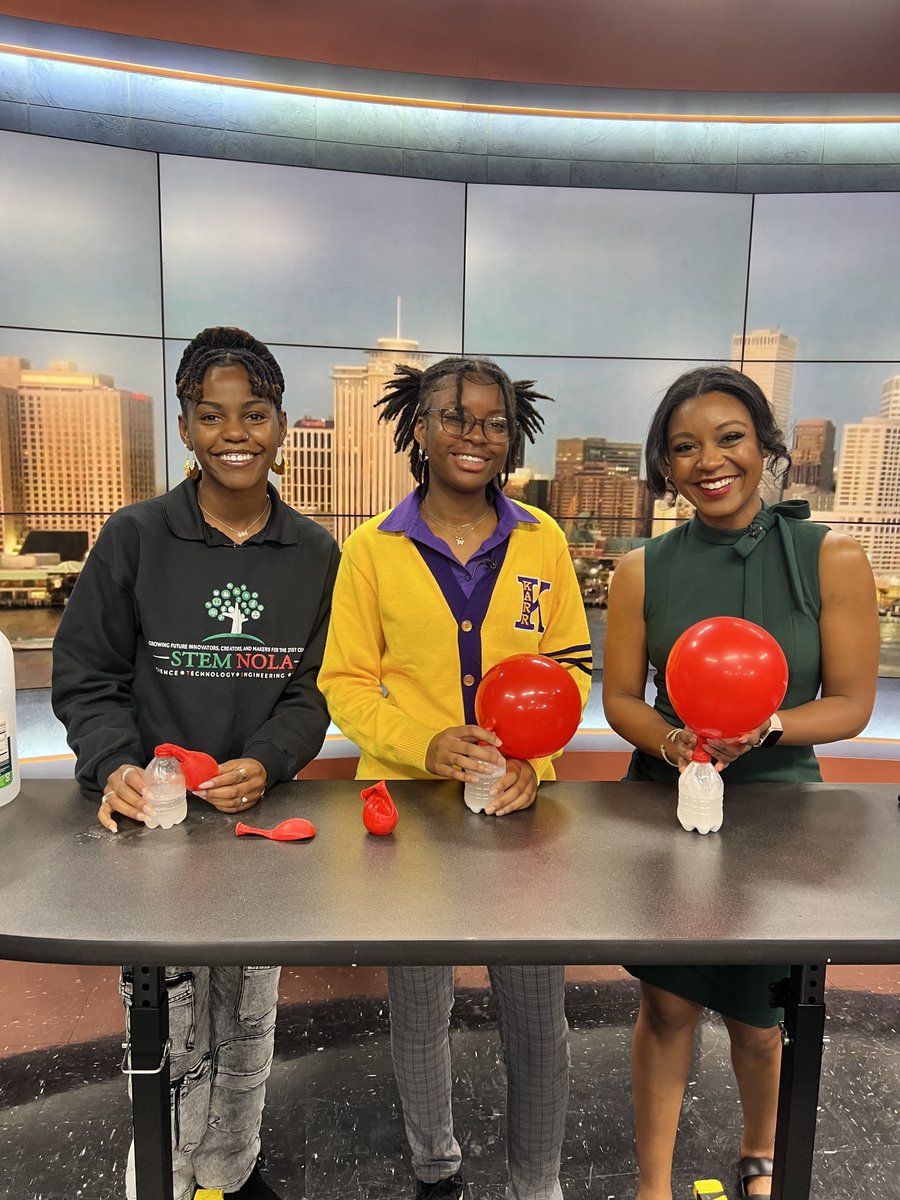 Raleigh Brock, 10 grader at @EdnaKarrHS, and Alisen Reed, STEM NOLA Programs Coordinator, visited @FOX8NOLA this morning to talk about chemical reactions! Watch the full segment here: loom.ly/907jmYU #STEMforALL #YOUbelonginSTEM #STEMeducation