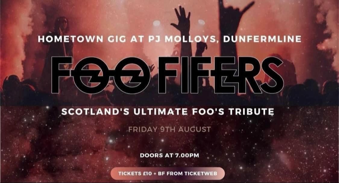 Rubber Stamp Promotions are delighted to have the Foo Fifers - Scotland's Ultimate Foo's Tribute booked to headline Fife’s premier live music venue @PJMolloys Dunfermline on Friday the 9th of August🎶 ticketweb.uk/event/foo-fife…