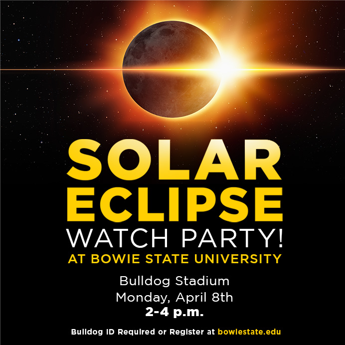 Bowie State University is thrilled to host a Solar Eclipse Watch Party, all thanks to a generous donation from @NASA ! We've got 3000 eclipse glasses ready and waiting for you. Join us as we come together as a community to witness the magic of the near total solar eclipse! Secure