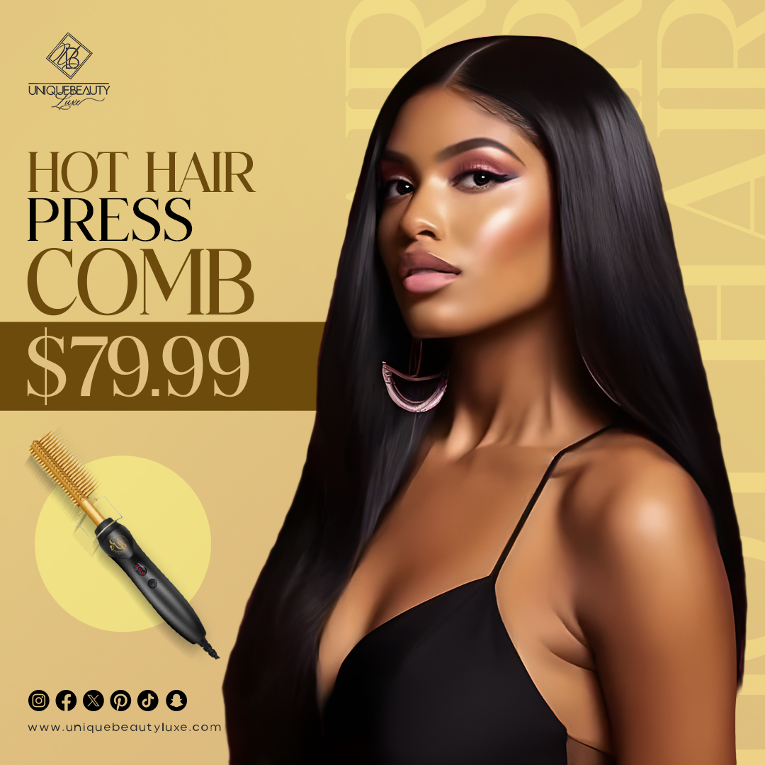 Turn up the heat on your styling game with our HOT HAIR PRESS COMB. Grab yours today for only $79.99 and slay every look! 🔥💁‍♀️
Shop the Collection and Find Your Match at uniquebeautyluxe.com!
#UniqueBeautyLuxe #UniqueBeauty #UniqueHairCare #HairExtensions #BeautyUnleashed