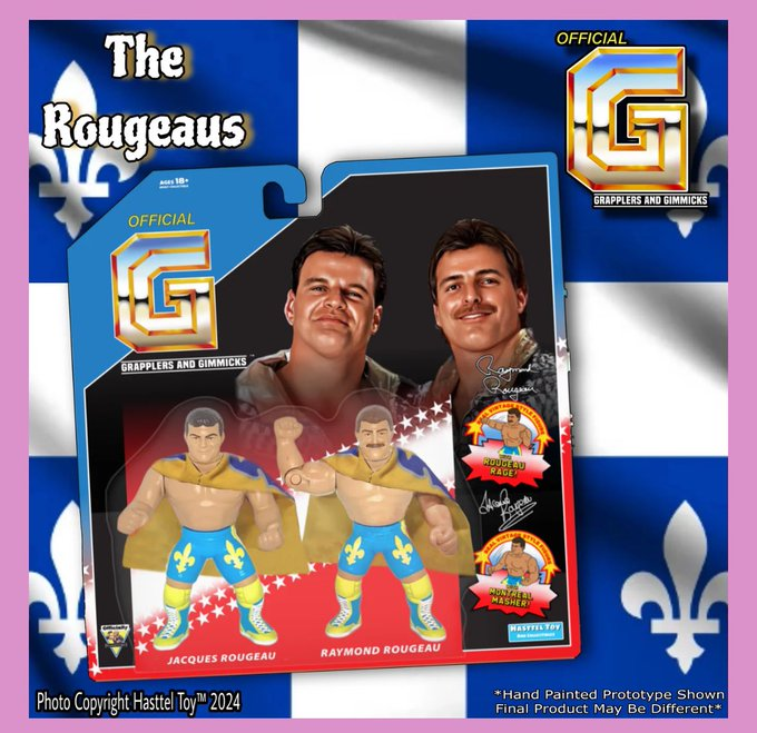Pre Order is up for The Rougeau Brothers with free US Shipping!! Don't miss out on these All-American Boys each with quality vintage style capes!! Order NOW at @HasttelToy #GG