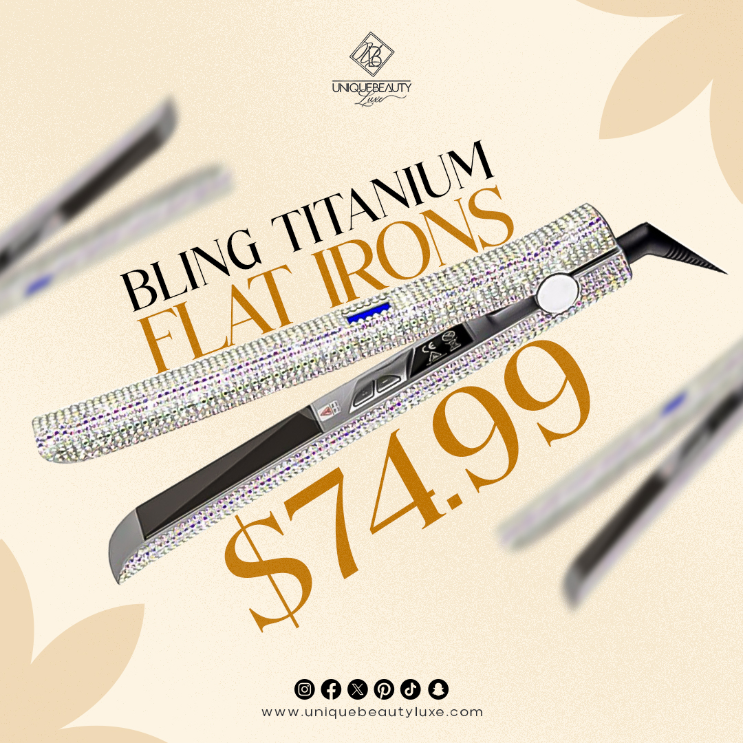 Turn heads with perfectly styled hair every day! Our BLING TITANIUM FLAT IRONS are your go-to for effortless beauty, priced at just $74.99.
Claim Yours Now and Own Your Beauty at uniquebeautyluxe.com!
#UniqueBeautyLuxe #UniqueBeauty #UniqueHairCare #HairExtensions #Beauty