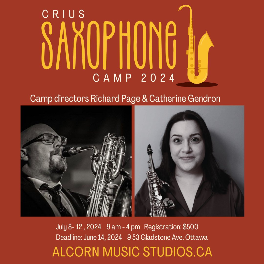 Saxophone Camp with the Crius Saxophone Quartet! alcornmusicstudios.ca/crius-saxophon… #music #CriusSax #sax #sopranosax #altosax #tenorsax #baritonesax #saxophone #saxophonist #saxquartet #woodwind #Ottawa #AlcornMusic #growingmusicians