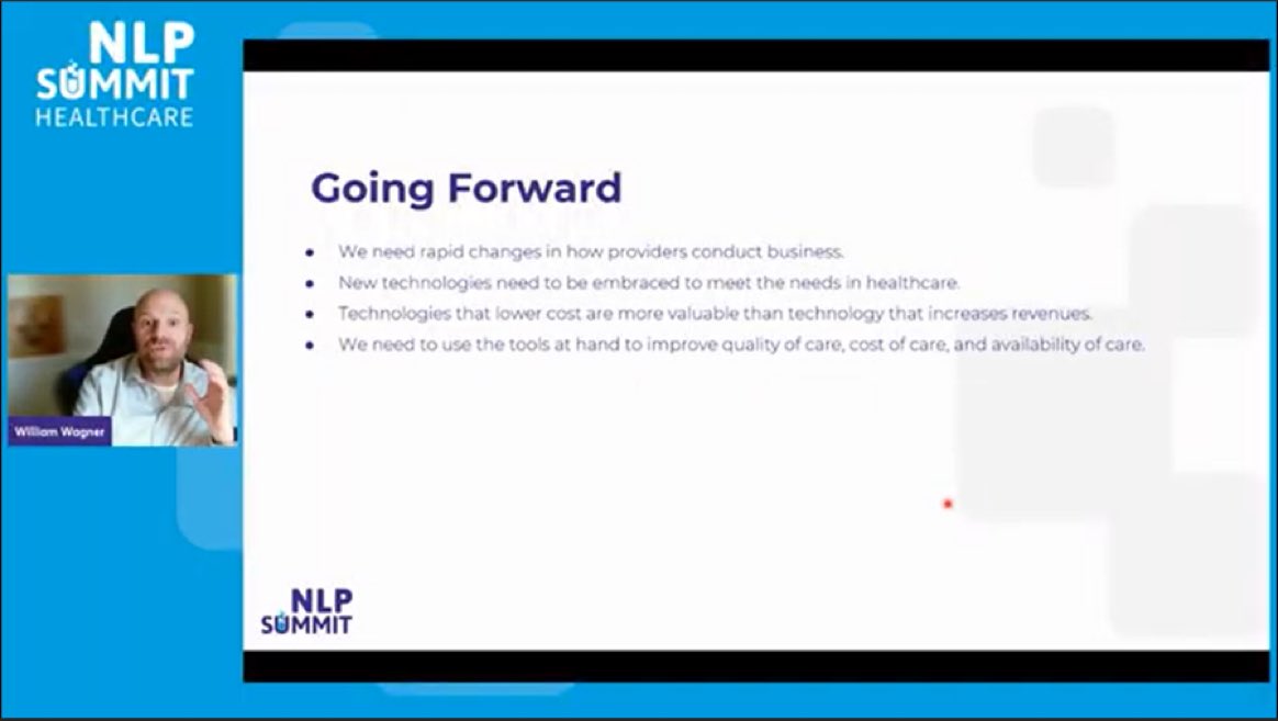 Thank you, William, for your insightful session on #AI and NLP in healthcare at #Healthcare #NLPSummit. Your exploration of how these technologies enhance efficiency and patient care sets the stage for a transformative future in healthcare. #AI #NLP #HealthcareFuture