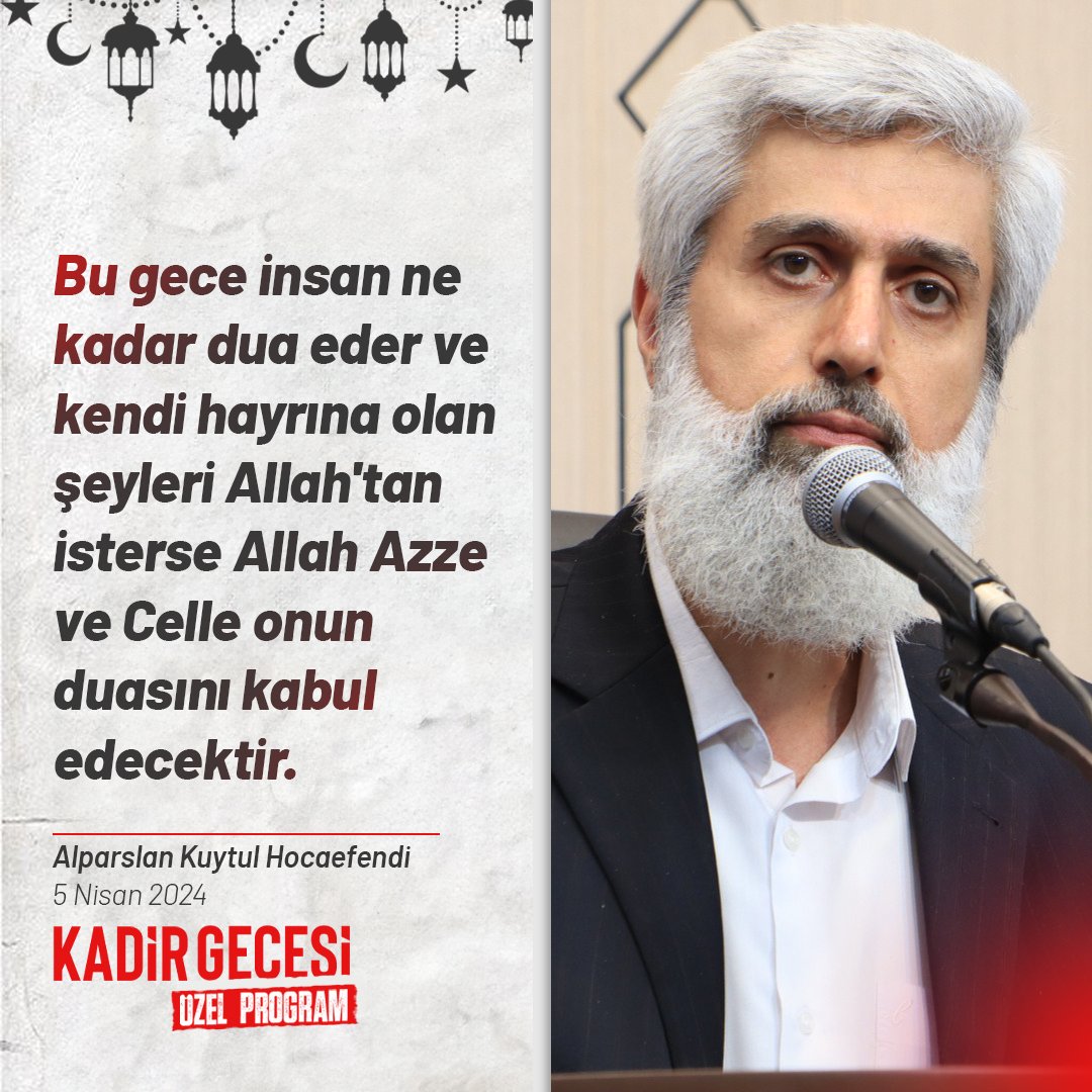 Bu gece insan ne kadar dua eder ve kendi hayrına olan şeyleri Allah'tan isterse Allah Azze ve Celle onun duasını kabul edecektir.

#KadirGecesi
#RamazanRuhunuYaşat