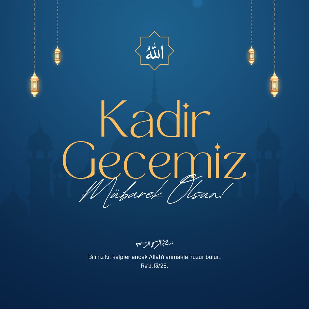 Adalet, barış ve huzur kaynağı ilahi mesajların yeryüzüne indiği Kadir Gecemiz mübarek olsun. 

#kadirgecesi #itü1773 #DEHA #dehatakimi