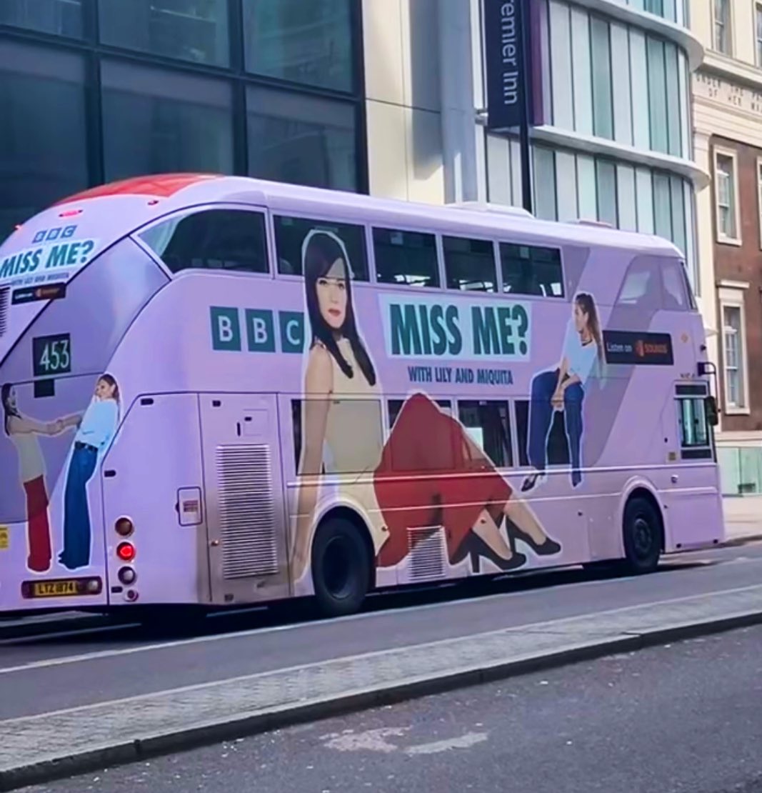 A first for @persephonica. Our latest podcast on the side of a London bus! 🚌 @lilyallen @miquitaoliver @BBCSounds