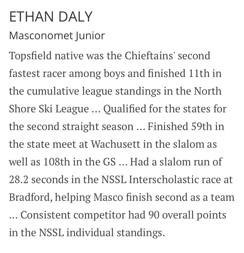 Salem News All-Star, Ethan Daly! <a href="/mascochieftains/">John Daileanes</a>