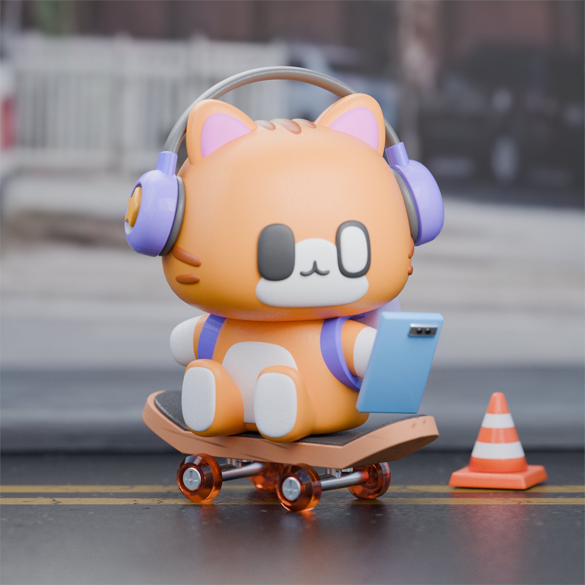 Cat Skateboarder Toy Design made with #blender 😊🐱