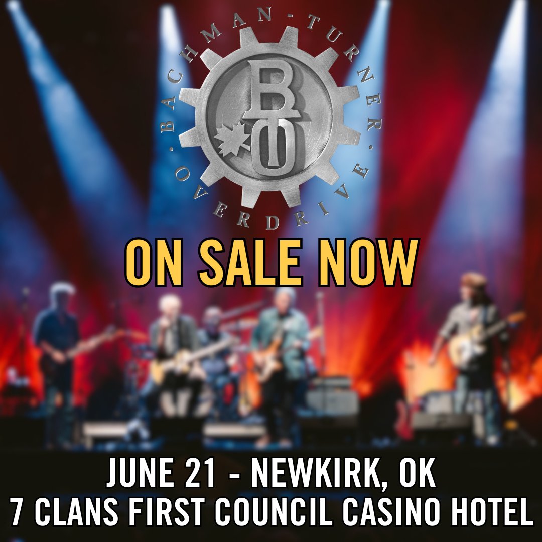 ON SALE NOW, see @BTObandofficial at the @7ClansCasinos in Newkirk, OK on June 21st! Tickets 🎟 ticketstorm.com/event/bachmant… For more tour dates and ticket links go to: btoband.com