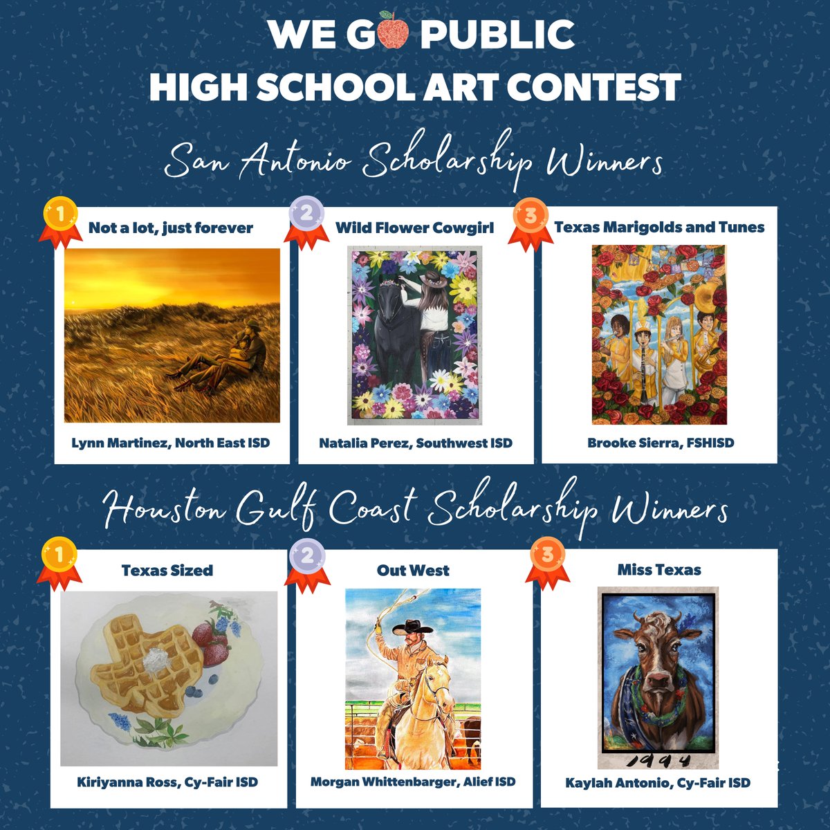 👏 Congratulations to the high school art students in both San Antonio and Houston/Gulf Coast! 🏆 Each contest had a total of 20 winners including, Top 3, scholarships, and winning artwork placed on a VIA bus and/or tote. ⭐ We were blown away by the talent from all of the