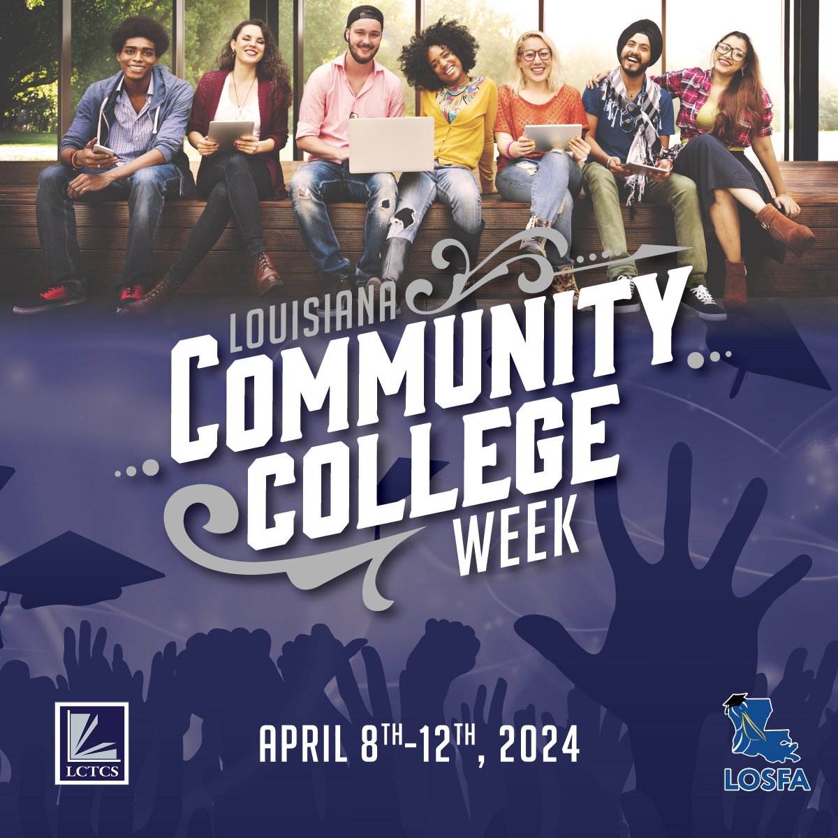Join LCTCS and @LOSFA as we celebrate #CommunityCollegeWeek 💙✨ Next week, we will host a variety of events geared to showcase program pathways, campus life, financial aid, scholarship opportunities, and more. View the full schedule here: ow.ly/cuYX50R9rvw