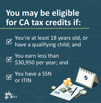 Attention, California taxpayers! If you work and make less than $30,950, you may qualify for #CalEITC, a cash-back tax credit that can increase your refund and put hundreds or thousands of dollars in your pocket!

For more information visit: ftb.ca.gov/file/personal/…