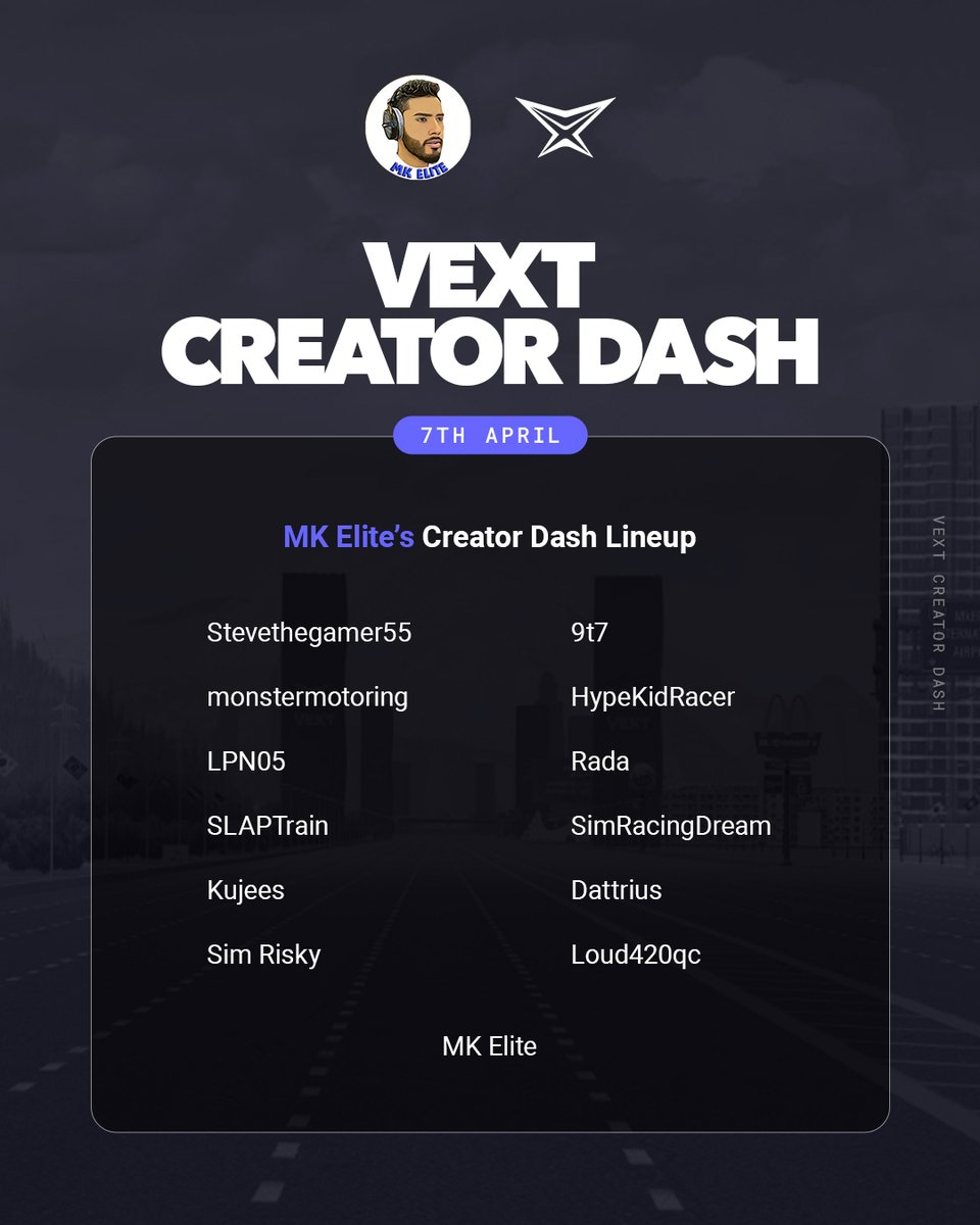 The lineup of dreams! On Sunday, @MkEliteYo and a group of creators will go head-to-head in a drag race on AC! 🔥 Keep your eyes peeled for two community events that will allow you to join the fun and enter for free! #VEXT