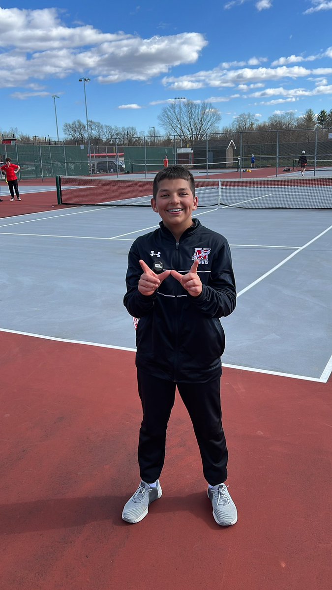 Grant Schaal with his first varsity win 6-3 6-1 @MHSIrvine @1WarriorMHS