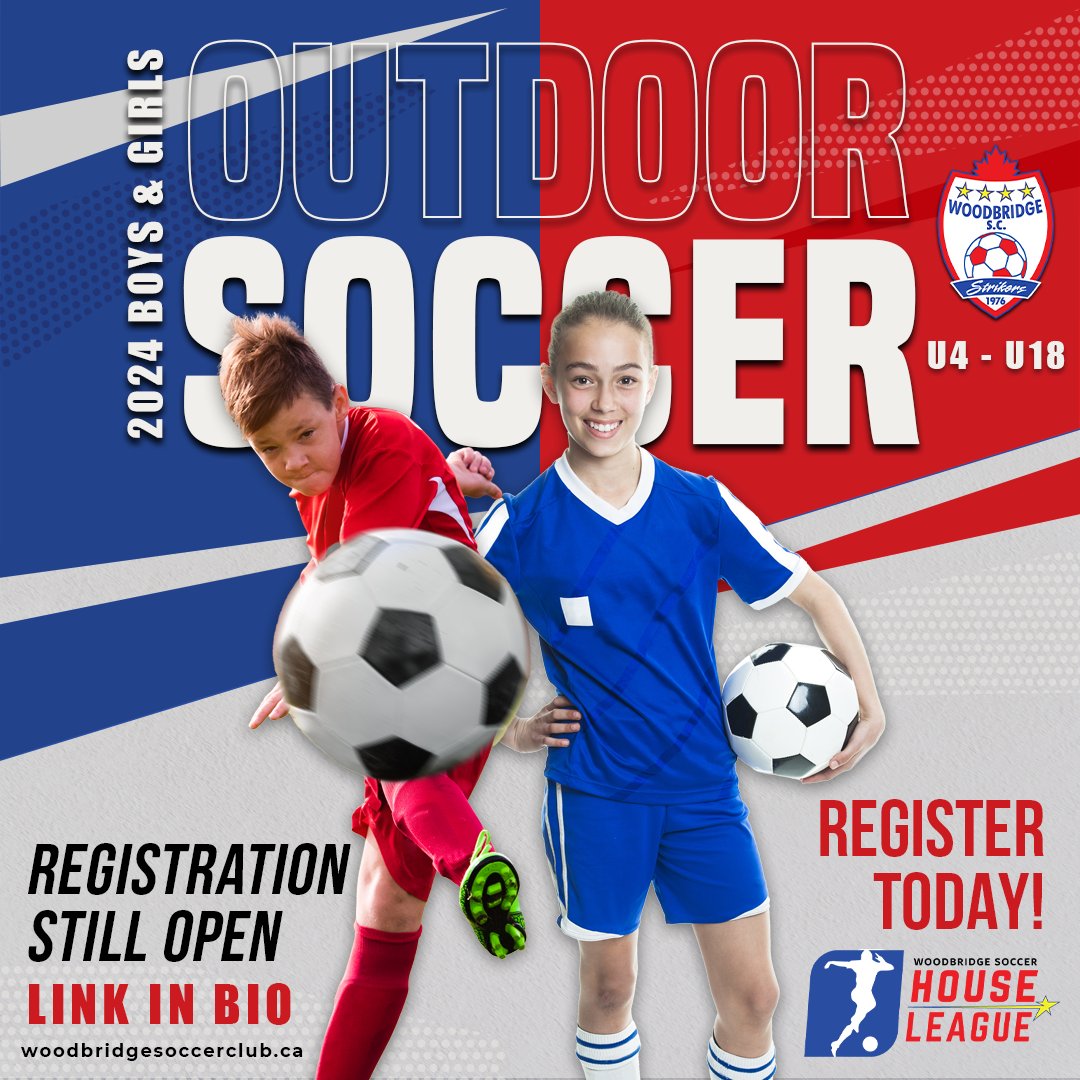 Calling all young soccer enthusiasts! Registration is still OPEN for our 2024 Outdoor House League for boys and girls! Don't miss out on the fun and excitement of the beautiful game. Join us and let's kick off an amazing season together! Visit our website to register.