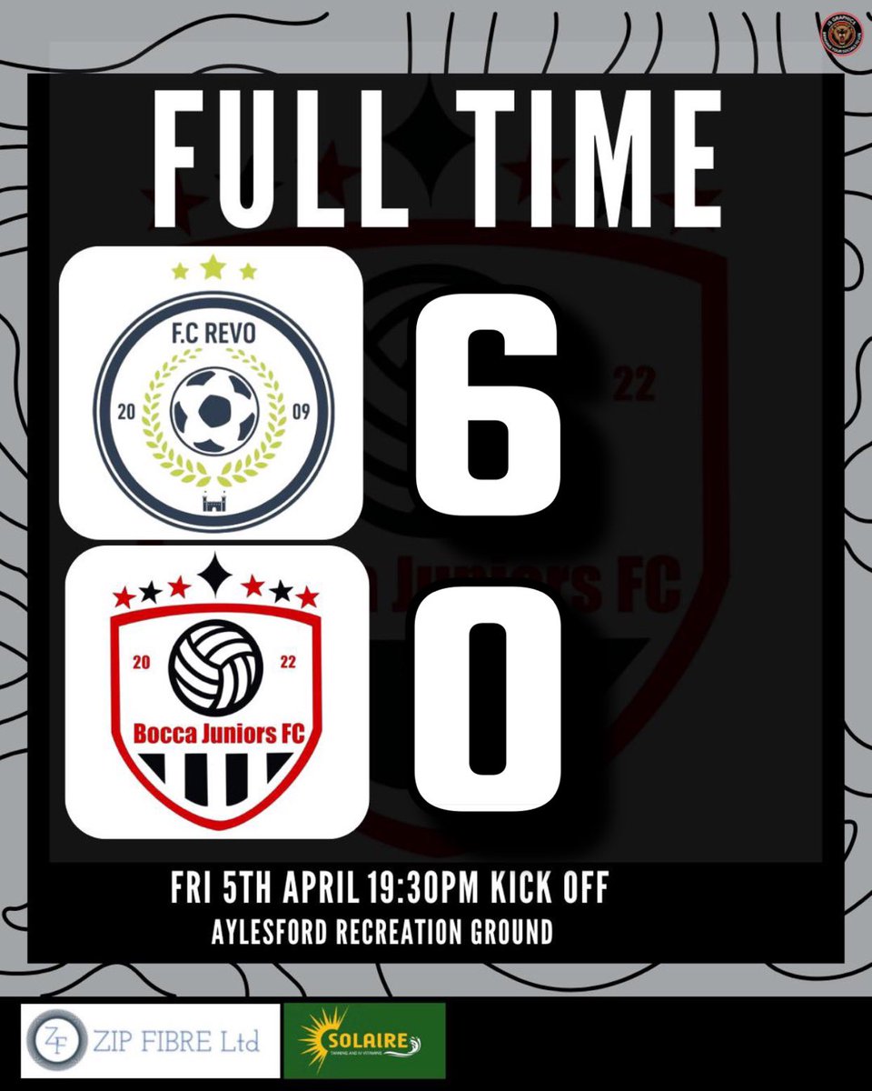 Full Time: @fcrevo 6-0 @boccajuniors_ The Less Said About That One The Better, Really Poor From Bocca Tonight, Credit To Our Opponents Who Were Ruthless. Congratulations To Revo Who Were Crowned Champions After Tonight’s Result. Disappointing But Only Ourselves To Blame.