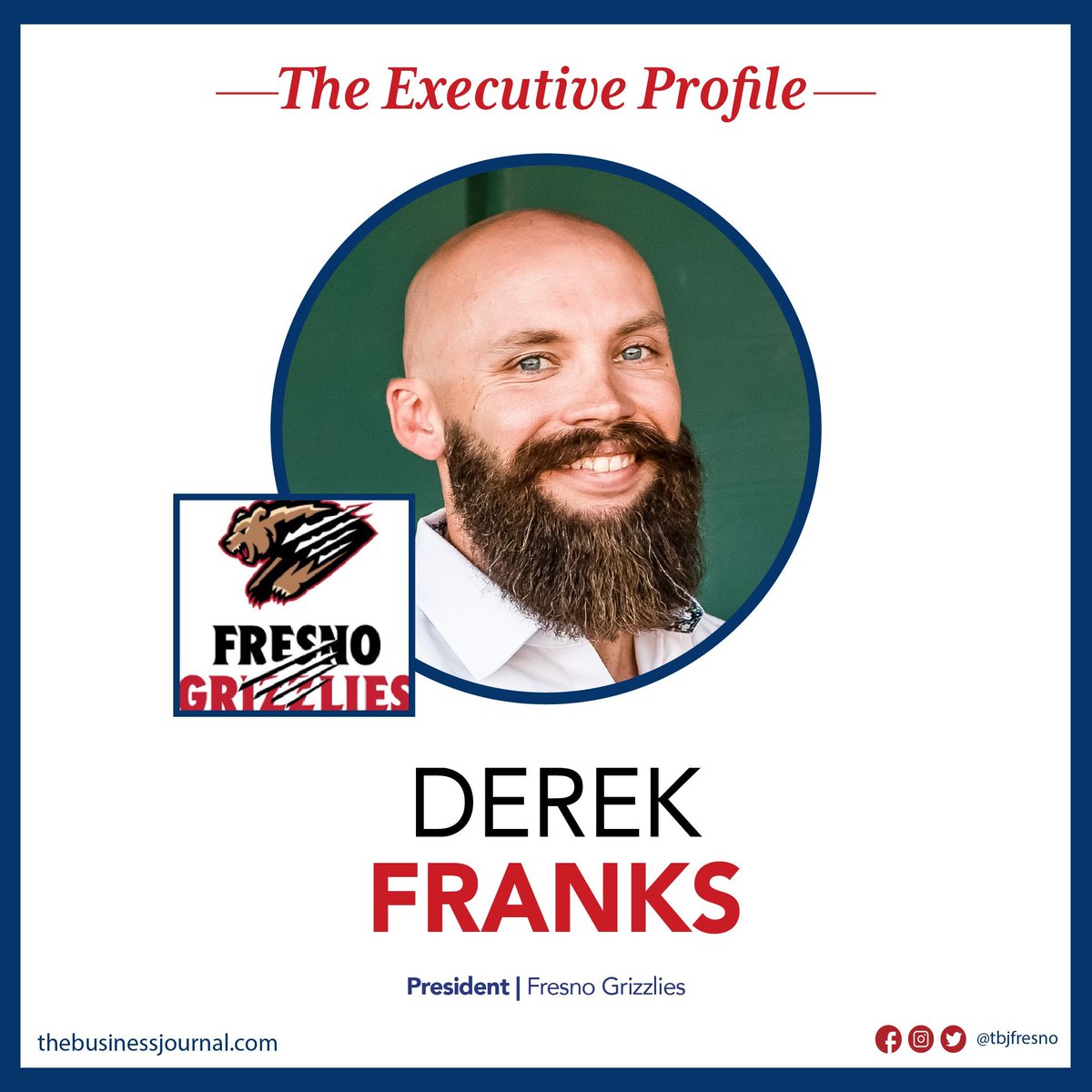 TBJFresno's tweet image. To read this week&apos;s Executive Profile Derek Franks, click the link here: buff.ly/4ann7wu 🗞️ 🔗 👍 

#ExecutiveProfile #FresnoGrizzlies #ChukchansiPark #CentralValley