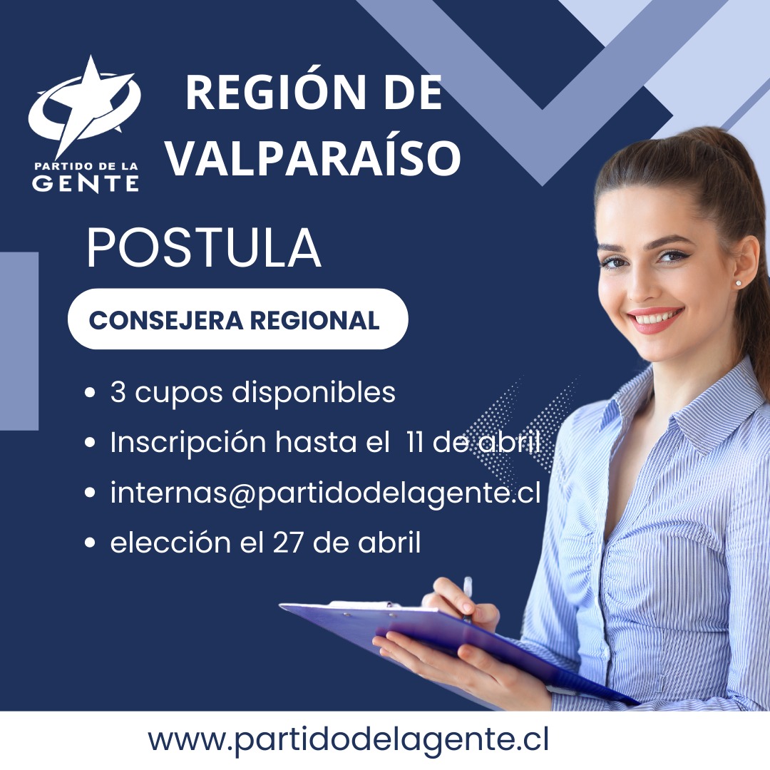 Partido De La Gente Region Valparaiso Oficial (@pdgvalpo) on Twitter photo Postula al consejo regional del <a href="/ChilePDGcl/">Partido de la Gente Oficial 🇨🇱</a>, inscripción hasta el 11 de abril Postula al consejo regional del <a href="/ChilePDGcl/">Partido de la Gente Oficial 🇨🇱</a>, inscripción hasta el 11 de abril