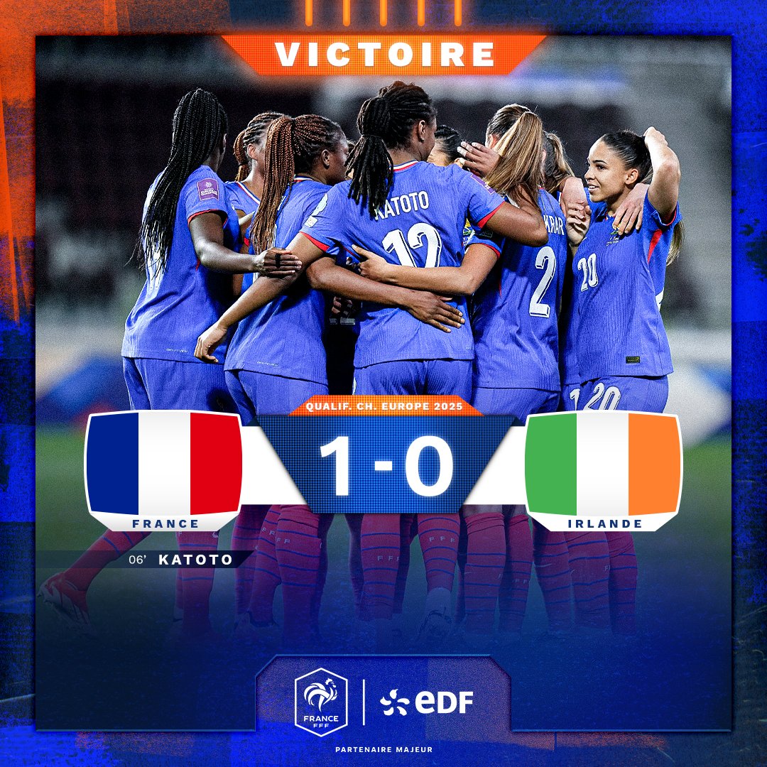 𝑼𝒏𝒆 𝒄𝒂𝒎𝒑𝒂𝒈𝒏𝒆 𝒒𝒖𝒊 𝒄𝒐𝒎𝒎𝒆𝒏𝒄𝒆 𝒃𝒊𝒆𝒏 💪 Les Bleues s’imposent face à l’Irlande et débute ses éliminatoires au championnat d’Europe 2025 de la meilleure des manières ! 🔥 Quelle joueuse a le plus brillé dans cette rencontre ? ✨ #FRAIRL #EnergieduFoot #DLDSept