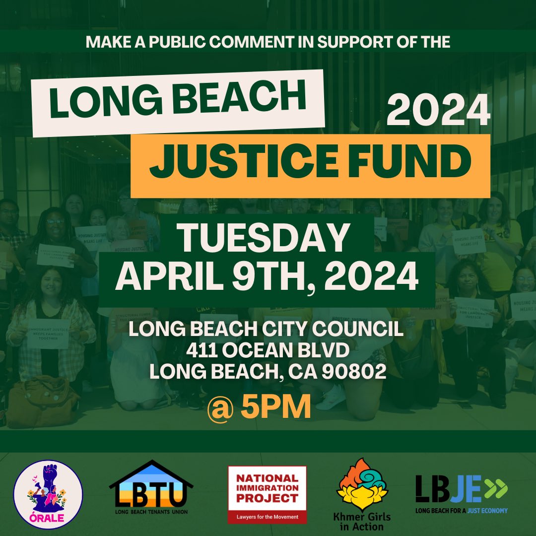 ‼️CALL TO ACTION ‼️ We need to show up and demand STRUCTURAL allocations to the justice fund so that Long Beach families can have reliable and stable legal representation! Share!