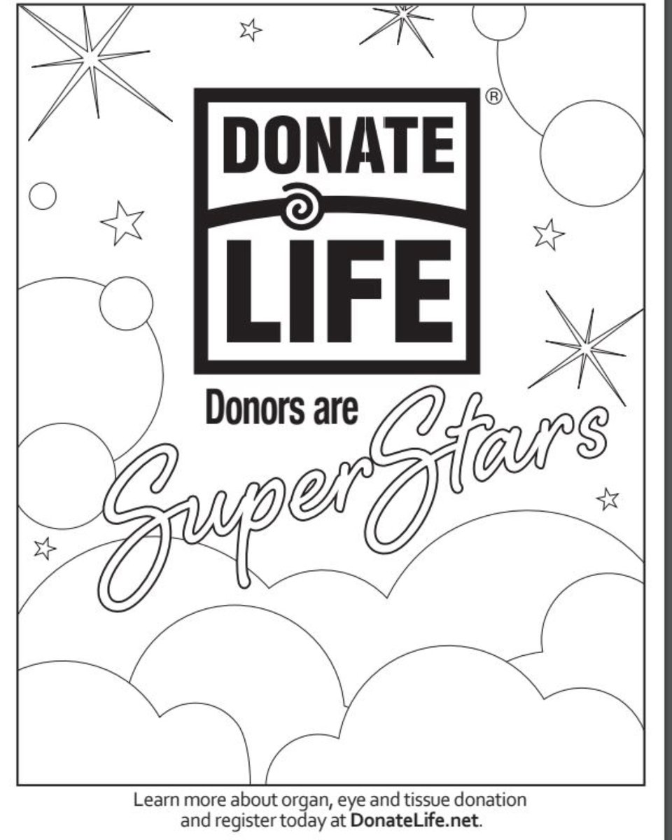 A National Donate Life Month flyer shines wherever you put it! Head over to DonateLife.net/ndlm and print your National Donate Life Month flyer and coloring page. Thank you for sharing the #DonateLife message! 💙💚
