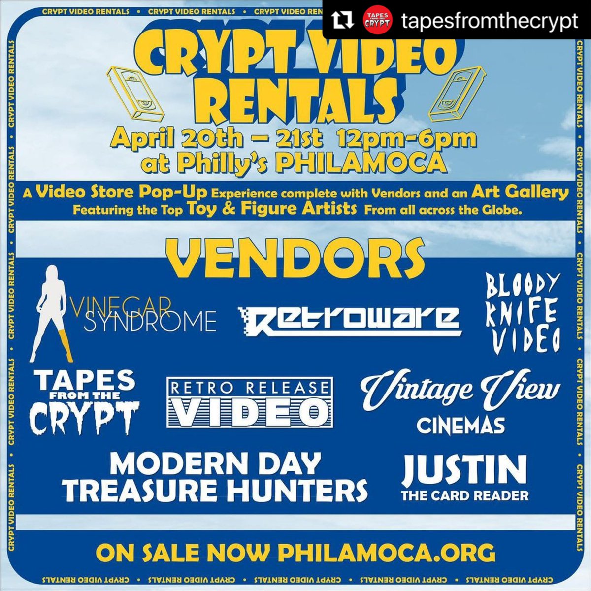 APRIL 20th & 21st come hang for @cryptvideorentals at the @PhilaMOCA! The gang is having a special screening of HEAVYWEIGHTS, followed by a live Q&A with Shaun Weiss hosted by the Dumpster boys & @HacktheMovies! Don’t miss this one, Dumpster Dwellers! Grab your tix now! 💚📼🥪