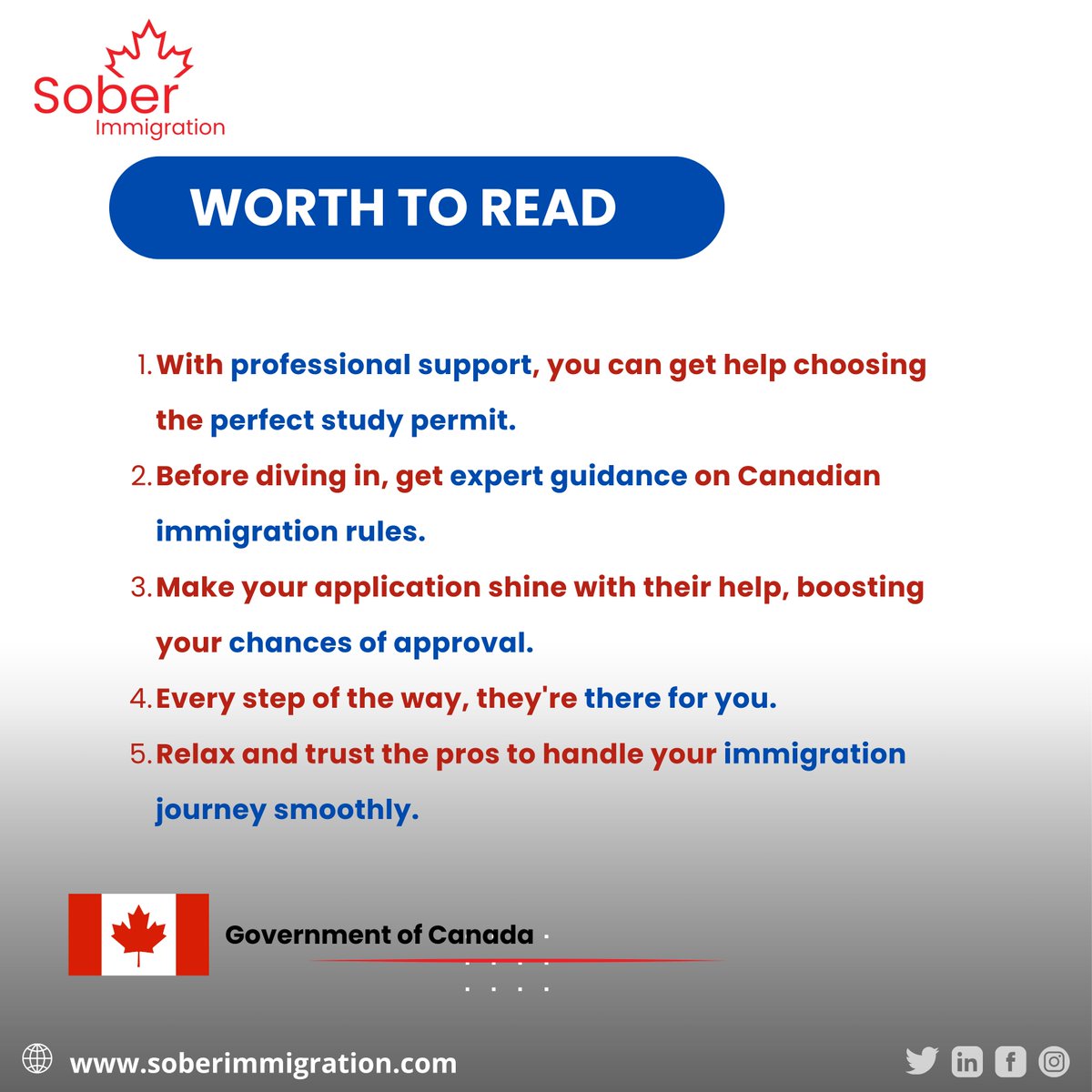 'Unlock Your Path to Canada 🇨🇦 with Our Immigration Consultant Services! Here are 5 Benefits of Partnering with Us:

#ImmigrationConsultant #CanadaImmigration #ExpertGuidance #TailoredSolutions #TimelyUpdates #PeaceOfMind #MaximizedSuccess #VisaConsultant #ImmigrationServices