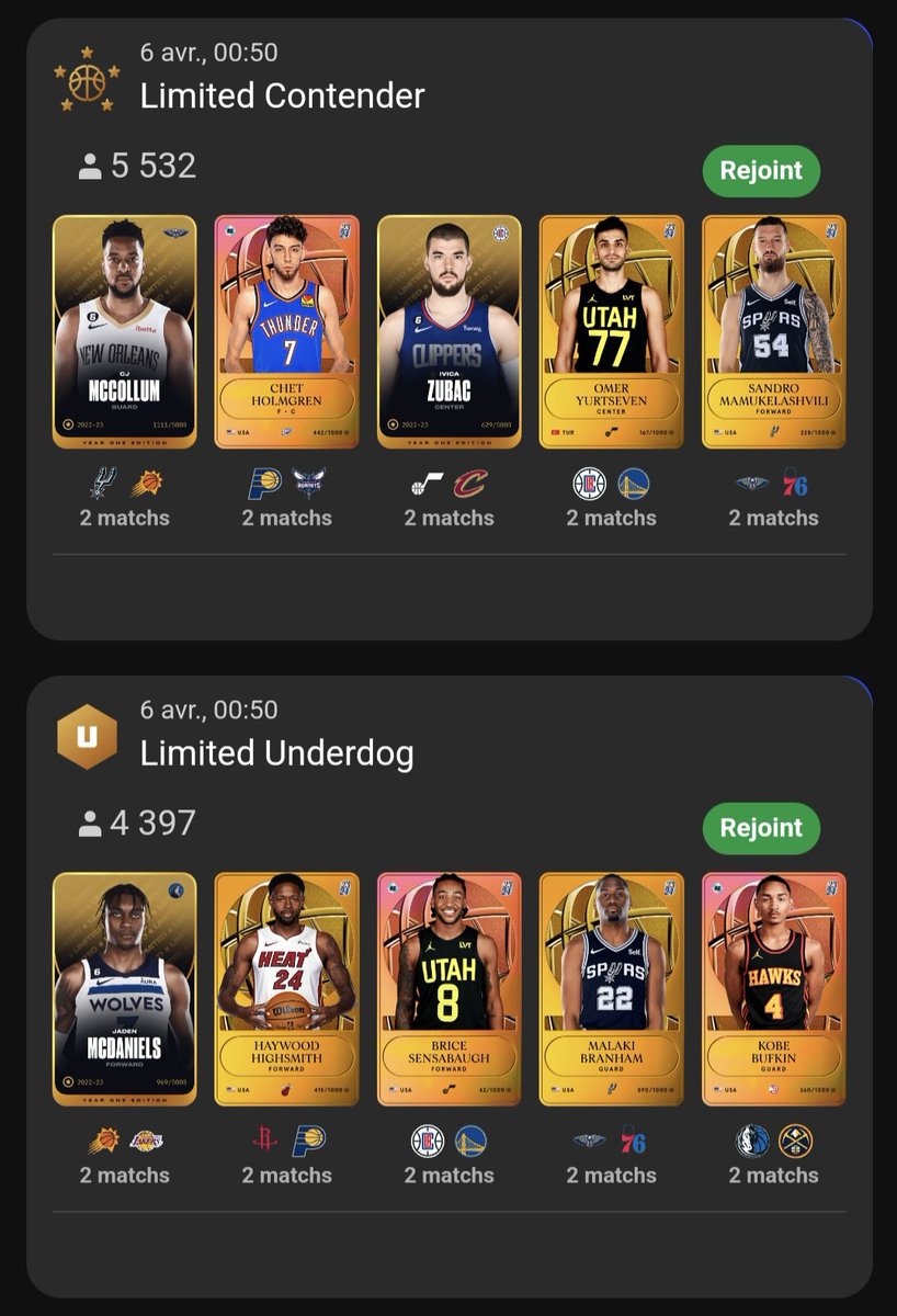 LaMinute_Clutch's tweet photo. Bientôt le début de la #GameWeek46 sur @SorareNBA, ça donne quoi vos teams ?? 👀
#Sorare #NBA https://t.co/1CcfdiLORW