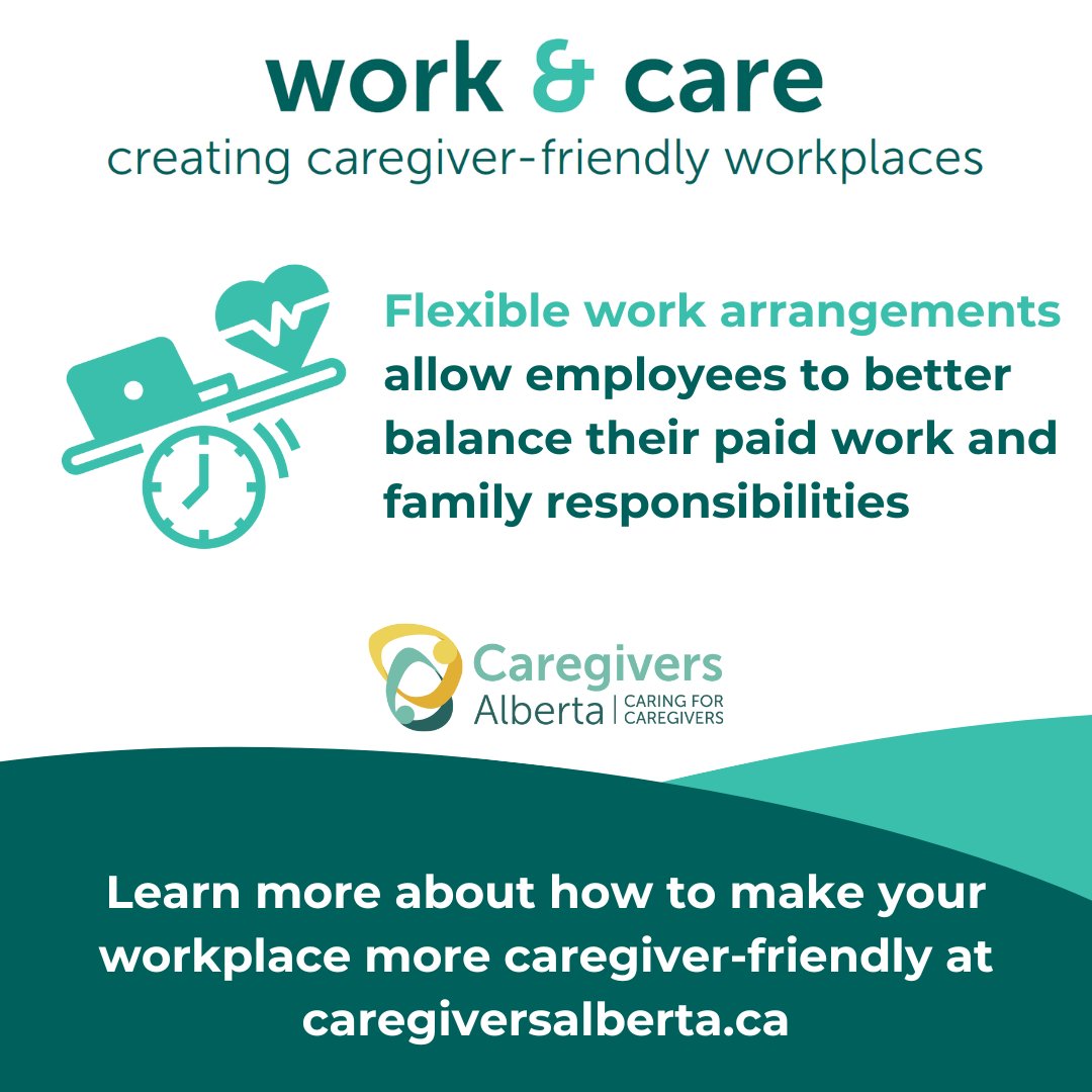 1/2: 🌟 Exciting news! Introducing Caregivers Alberta's Work & Care Program! Juggling caregiving and work? You're not alone. 1 in 4 Albertans face this challenge. Our program offers resources to create a caregiver-friendly workplace, manage demands, and support employees.