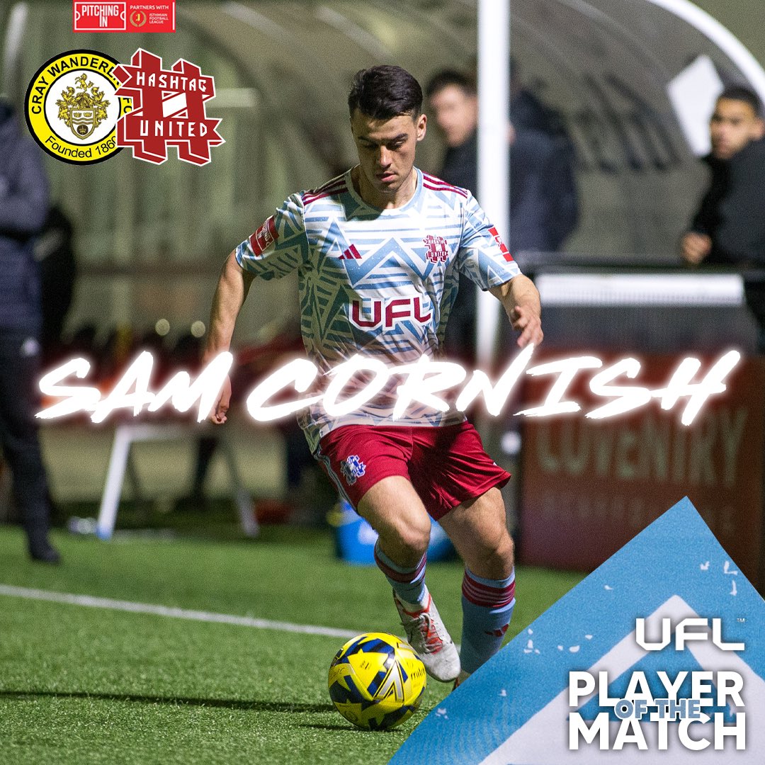 TONIGHT’S <a href="/UFLgame/">UFL</a> PLAYER OF THE MATCH - <a href="/SamCornish4/">Sam Cornish</a> 💫

What a performance! Unlucky not to nick the MOM award on Monday, but Sam takes <a href="/Edcooper98/">Eddy Cooper</a>’s award tonight for his impressive passing and industrious display 👏

📸 | <a href="/Nashyphoto/">ᴺᵃˢʰʸ</a>