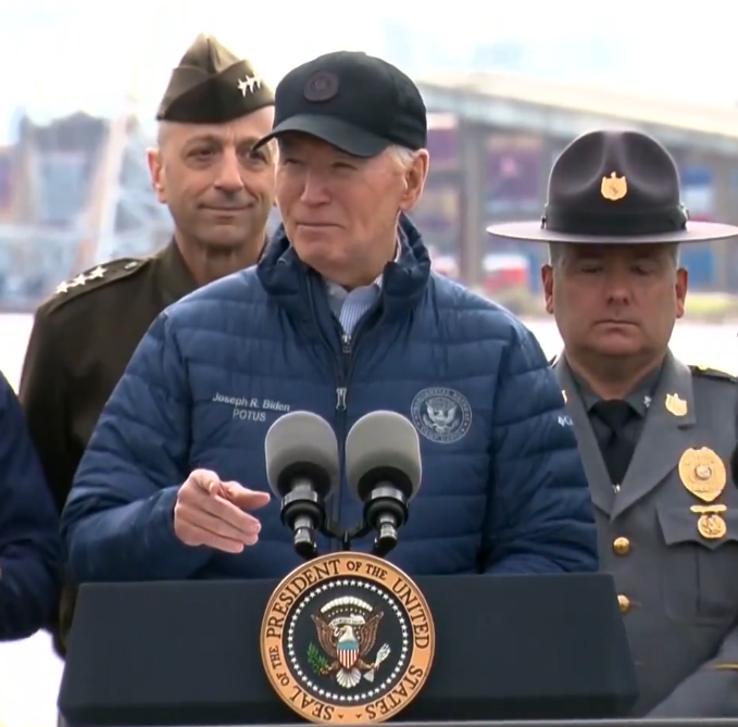 BREAKING: President Biden shows the world what powerful leadership really looks like by declaring in Baltimore that he will 'move heaven and Earth' to rebuild the destroyed Francis Scott Key Bridge. Meanwhile, racist Republicans are attacking the city's Black mayor... 'I’m here…