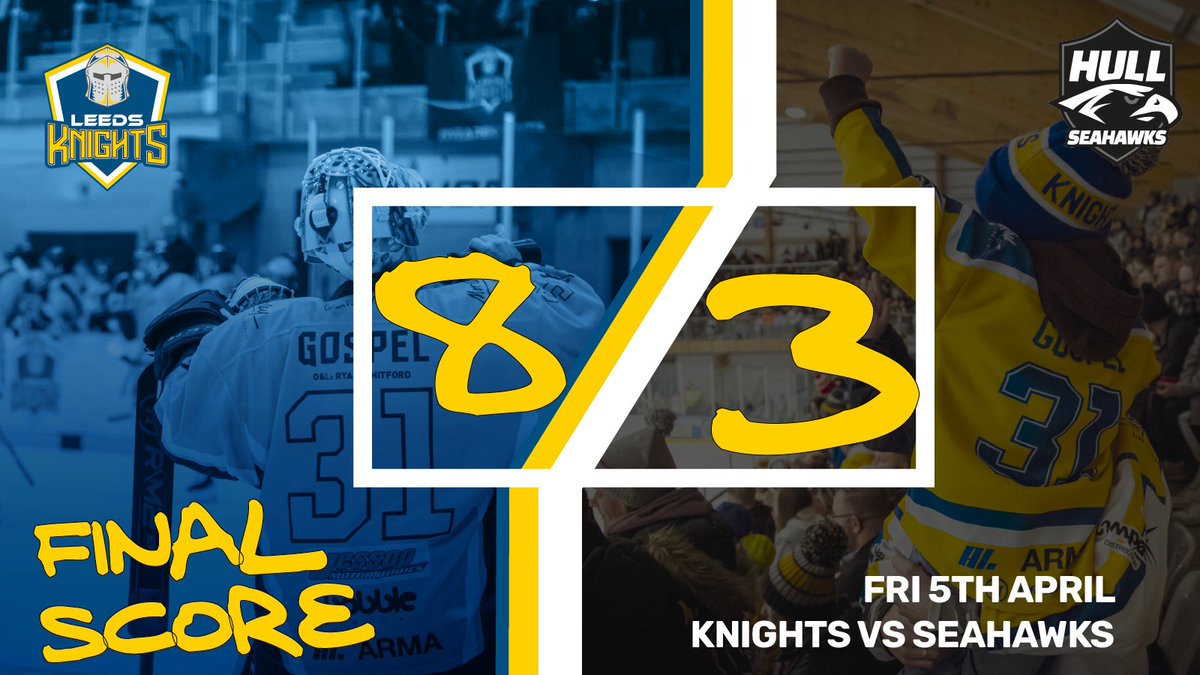 60:00 | FINAL SCORE ⚔️8️⃣-3️⃣🦅 A dominant night at The Castle, beating our Yorkshire rivals 8-3 in our first game of the playoffs! We face the Seahawks once again on Sunday night, for the reverse fixture in Hull!👊 🎟️ bit.ly/LKTix2324 ⚔️👻
