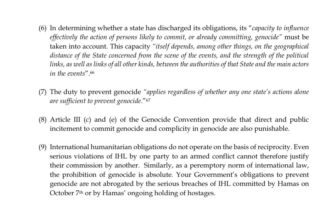 ⚖️🇬🇧This powerful intervention from the UK’s legal community calling on Sunak to uphold state obligations to prevent genocide is clear: “The UK cannot wait until the [ICJ] decides the case on the merits; it must act now in accordance with its obligation to prevent genocide”