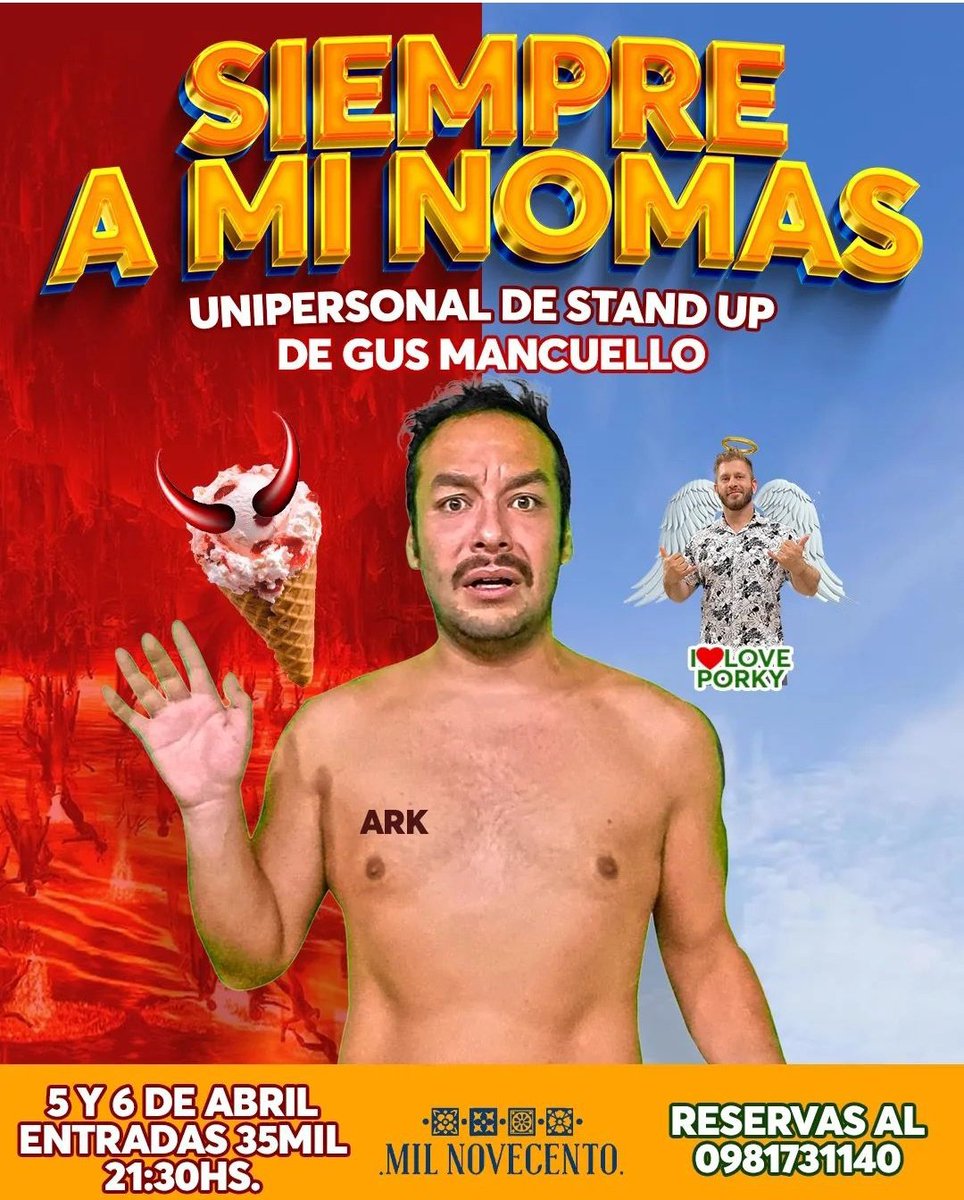 STAND UP. SIEMPRE A MI NOMAS. 21.30H. UNIPERSONAL de <a href="/GusMancuello/">Gus Mancuello</a>. MIL NOVECENTO (España y José de Rivera) Entradas Gs. 35 MIL