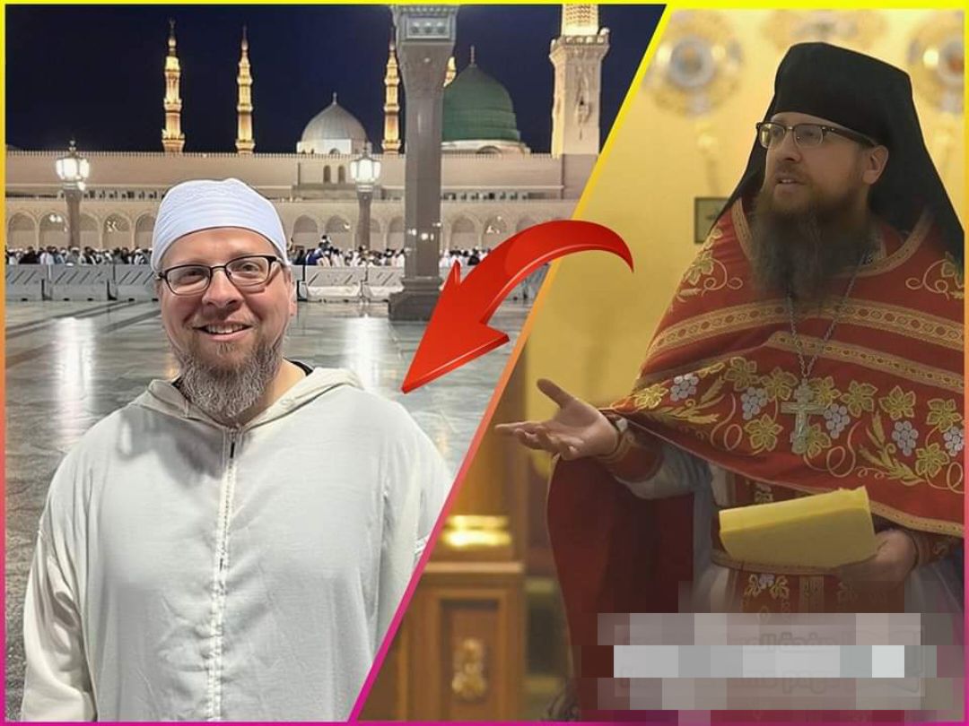 turkistantuzbah's tweet photo. القس السابق هيلاريون هيجي و الفرق بين الصورتين خمسة سنوات، الأولى سنة 2019 في الكنيسة والثانية قبل ساعات من المسجد النبوي.
اللهم ثبته وانفع به. https://t.co/Ea3BY2YRrl