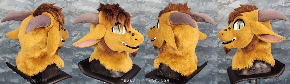 Heeeey it's #fursuitfriday and I got a new boi here named Benny! A dragon/goat/chimera dude with removable horns plus magnetic tongue and eyelids. All 3D printed <3