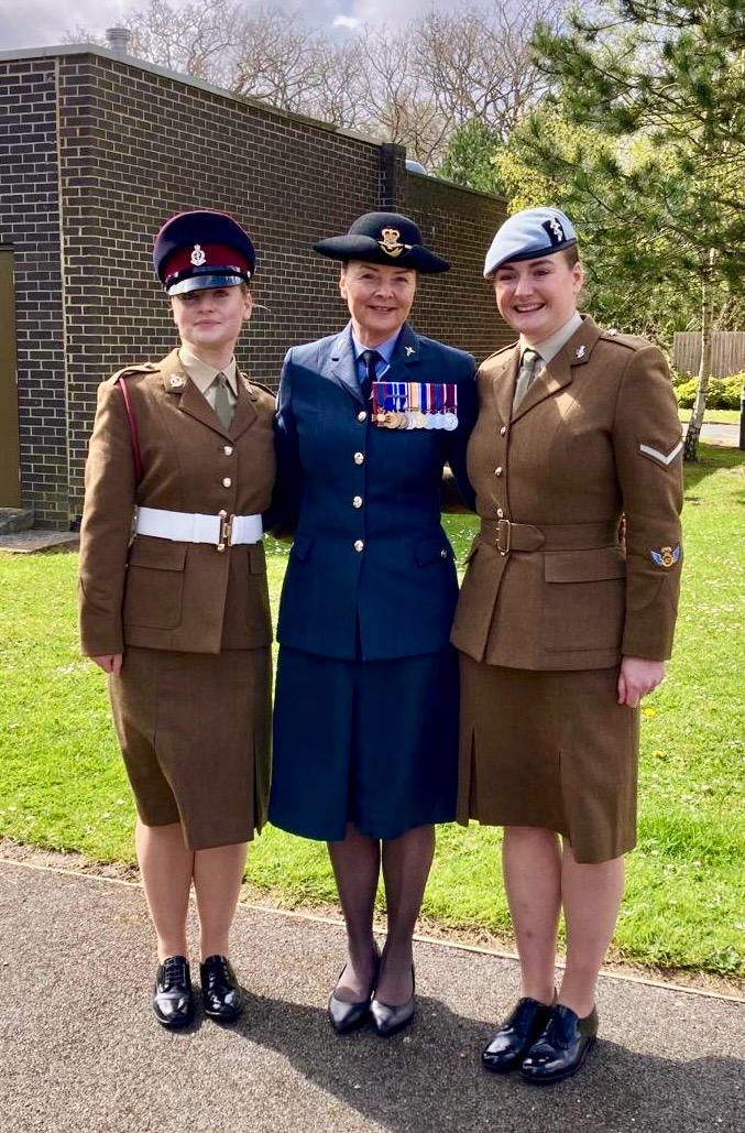 Delighted to review the latest Army Graduates from The Army Trg Centre Pirbright today. Including my goddaughter Private Emily Brennan (left) RAMC, accompanied by her sister LCpl Olivia Brennan of the Army Air Corp. Their mum was also a PMRAFNS Nursing Officer, & dad an RAF pilot