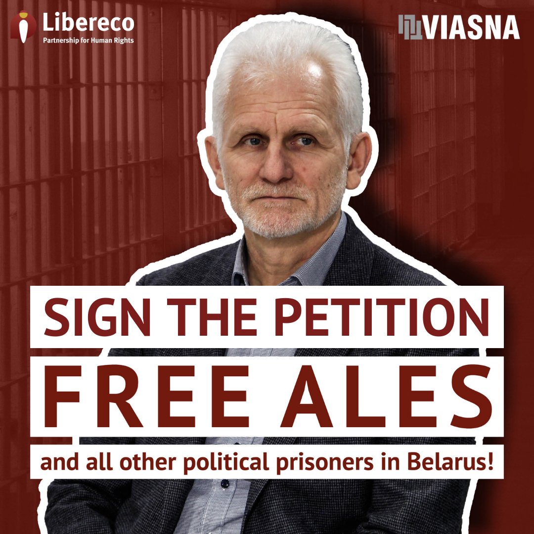 Ales Bialiatski & his @viasna96 colleagues fought tirelessly for the release of all political prisoners in Belarus. Now they're imprisoned as political prisoners themselves. Sign the petition for the release of all political prisoners in Belarus: change.org/FreeAles #FreeAles