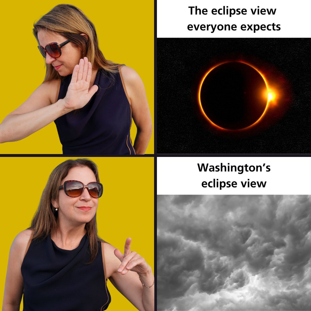 While Washington is not directly in the path of Monday's Total Solar Eclipse, there is a high probability that Washingtonians will be able to look up and have 100% coverage of the sun.