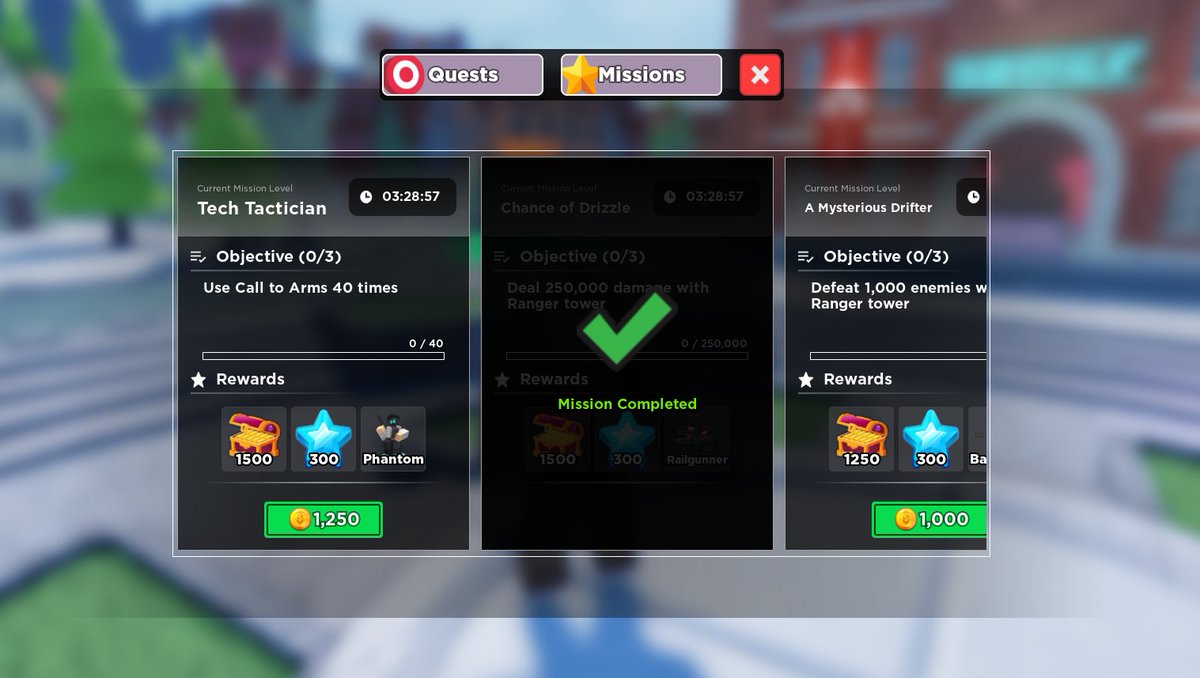 📜 TDS Headquarters has put up exclusive contracts with high rewards.. but at a price!?! 📜 Purchase contracts in the 'Quests' menu to earn various rewards, from coins to rare skins! Missions will rotate from the 'Missions Shop' every 24 hour. Once a mission is started, you have